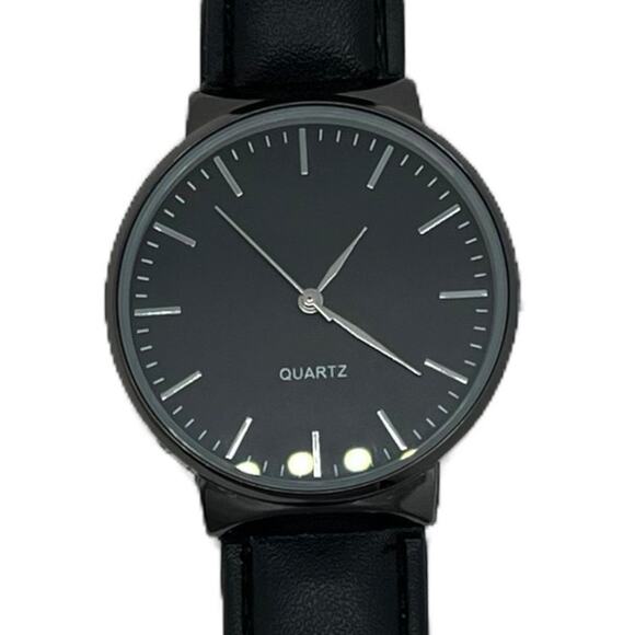 Watch Fashion PU Leather Quartz Analog Watch Black - Picture 1 of 6